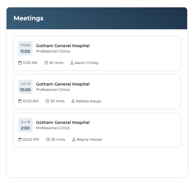 Meetings sidebar