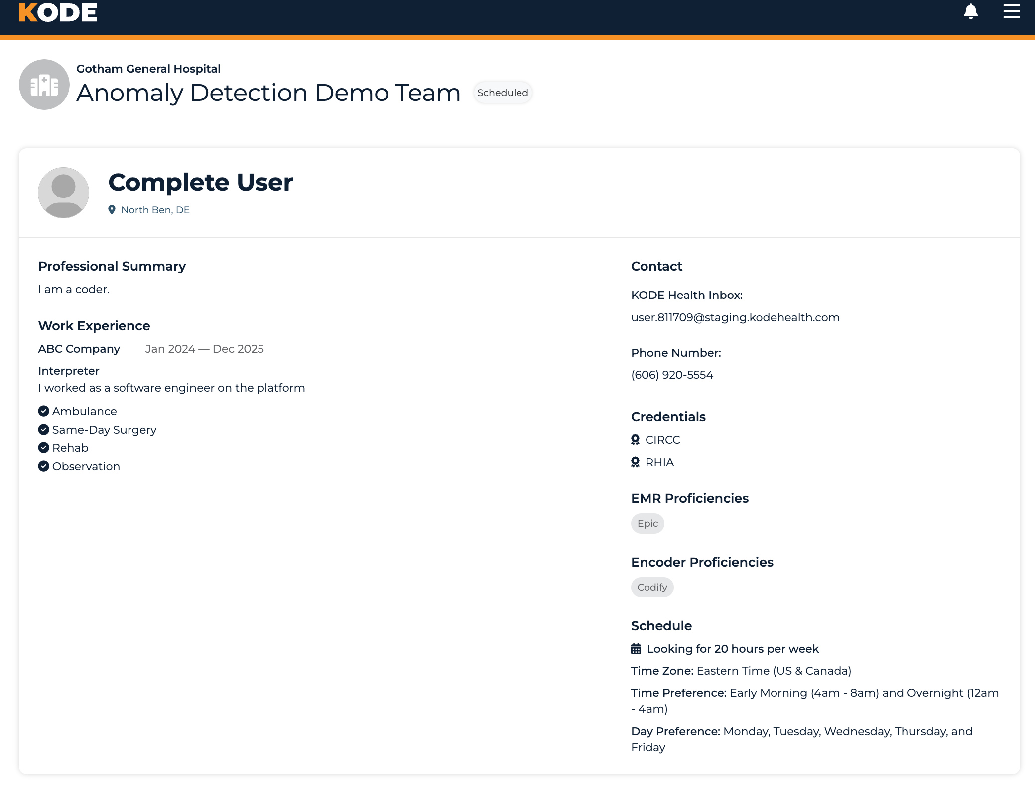 Per-connection detail page with the profile details