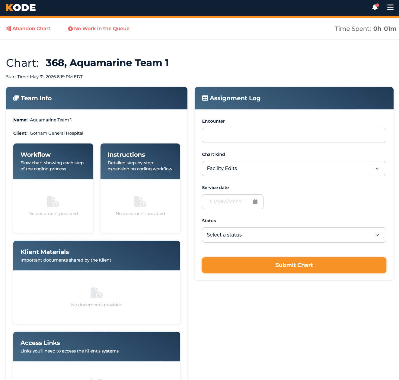 Chart interface overview