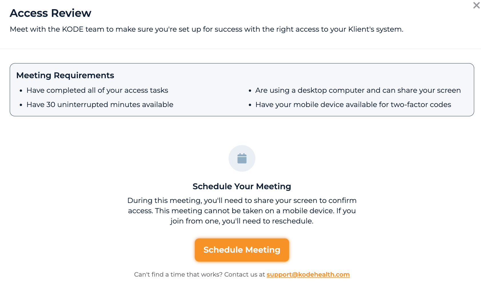 Access Review stage with Calendly scheduling