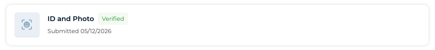 Identity Verification section with the Stripe Identity card and Start Verification / Retry button
