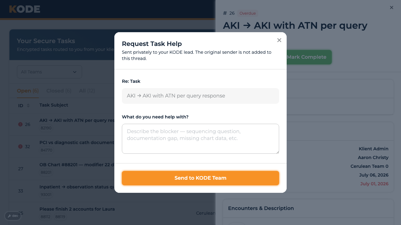 The Request Task Help window
